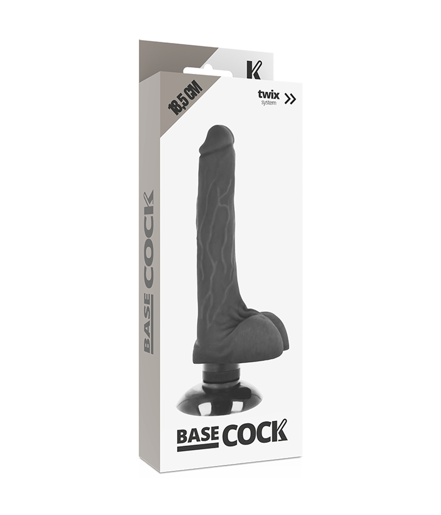 BASECOCK - REALISTIC VIBRATOR 2-1 BLACK 18.5 CM -O- 4 CM