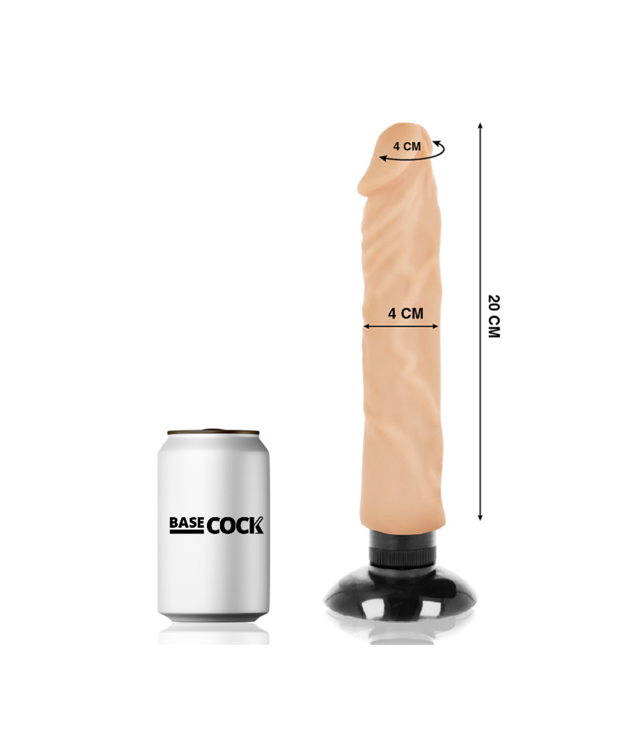 BASECOCK - VIBRADOR REALÍSTICO 2-1 NATURAL 20 CM -O- 4 CM