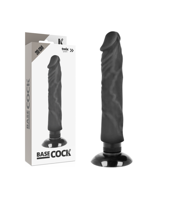 BASECOCK - VIBRADOR REALÍSTICO BASECOCK 2-1 PRETO 20 CM -O- 4 CM
