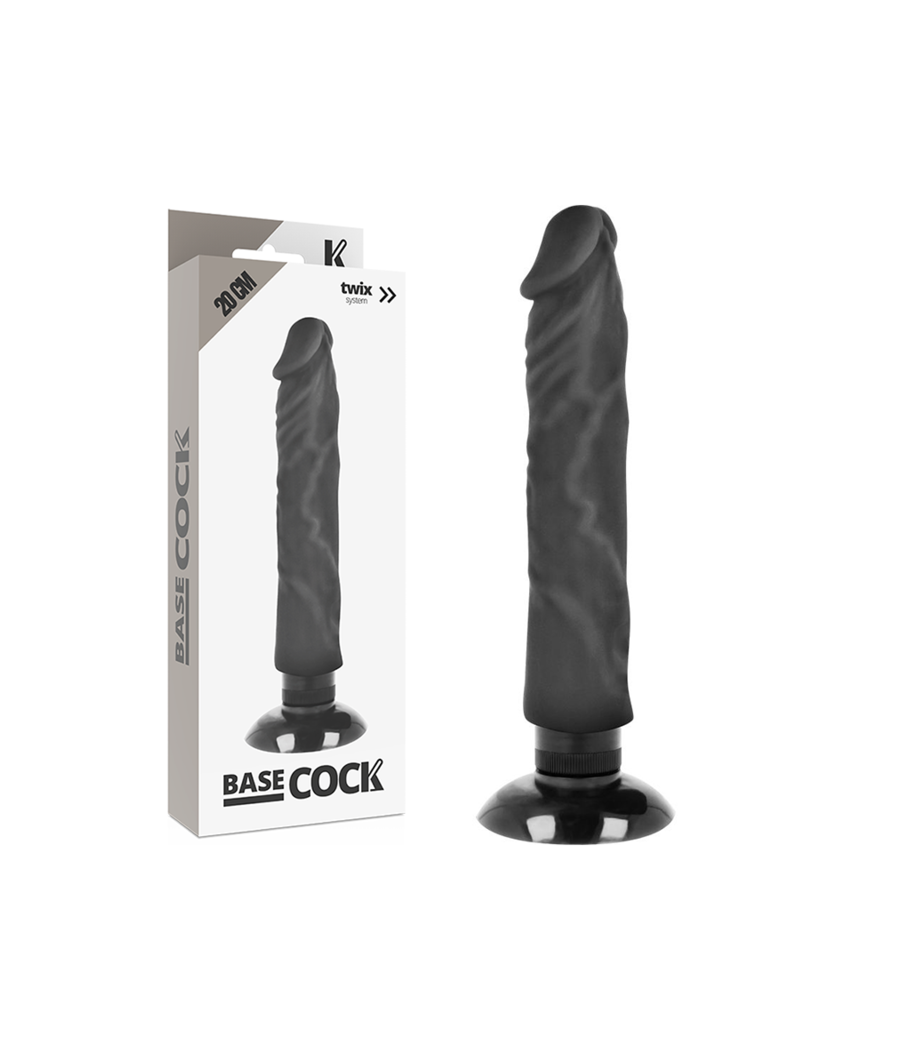 BASECOCK - REALISTISCHER VIBRATOR 2-1 SCHWARZ 20 CM -O- 4 CM