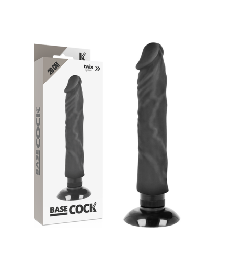 BASECOCK - VIBRATEUR RÉALISTE 2-1 NOIR 20 CM -O- 4 CM