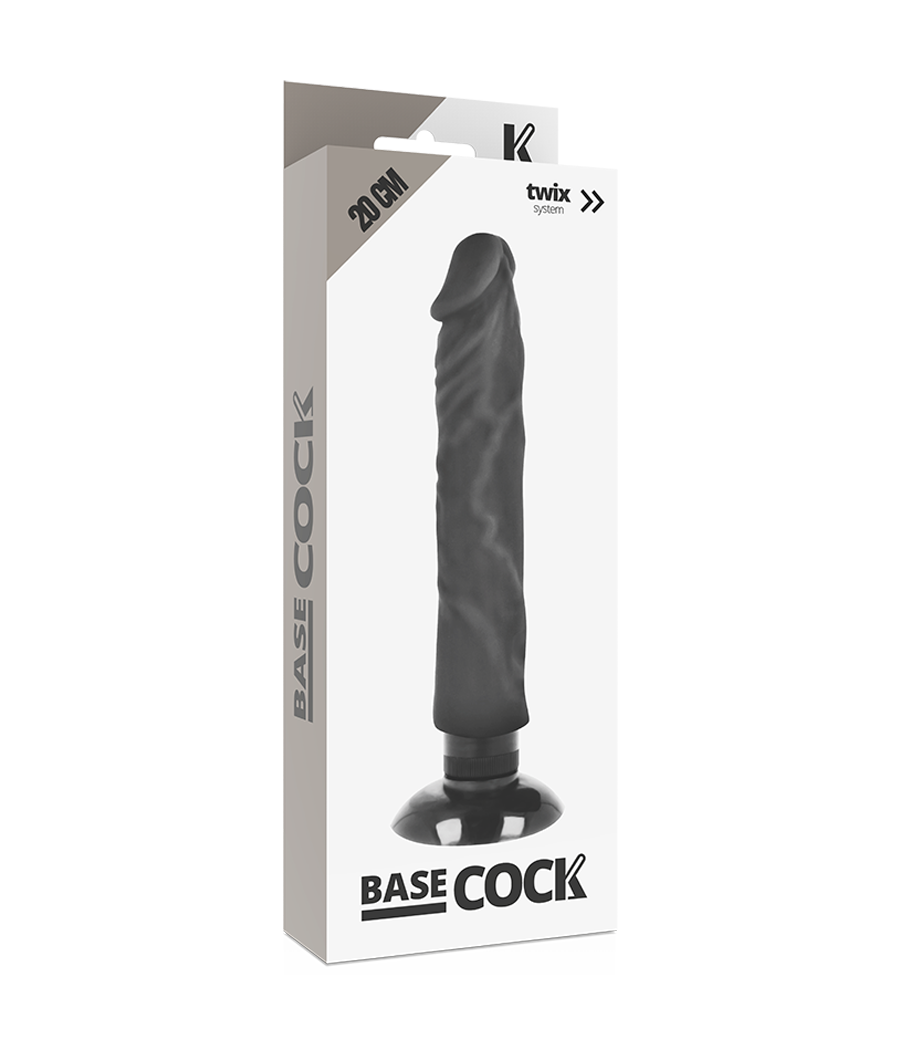 BASECOCK - REALISTIC VIBRATOR 2-1 BLACK 20 CM -O- 4 CM