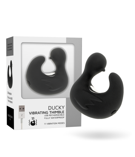 BLACK&SILVER - DUCKYMANIA RECHARGEABLE SILICONE STIMULATING DUCK THIMBLE