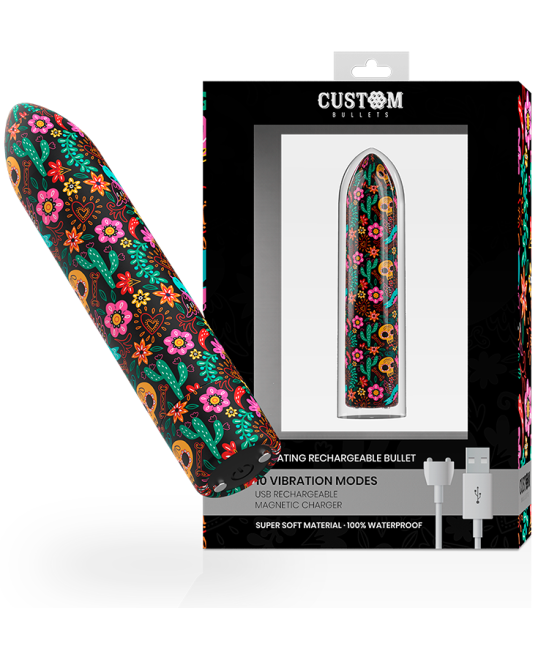 CUSTOM BULLETS - FLORAL RECHARGEABLE BULLET 10 INTENSITIES