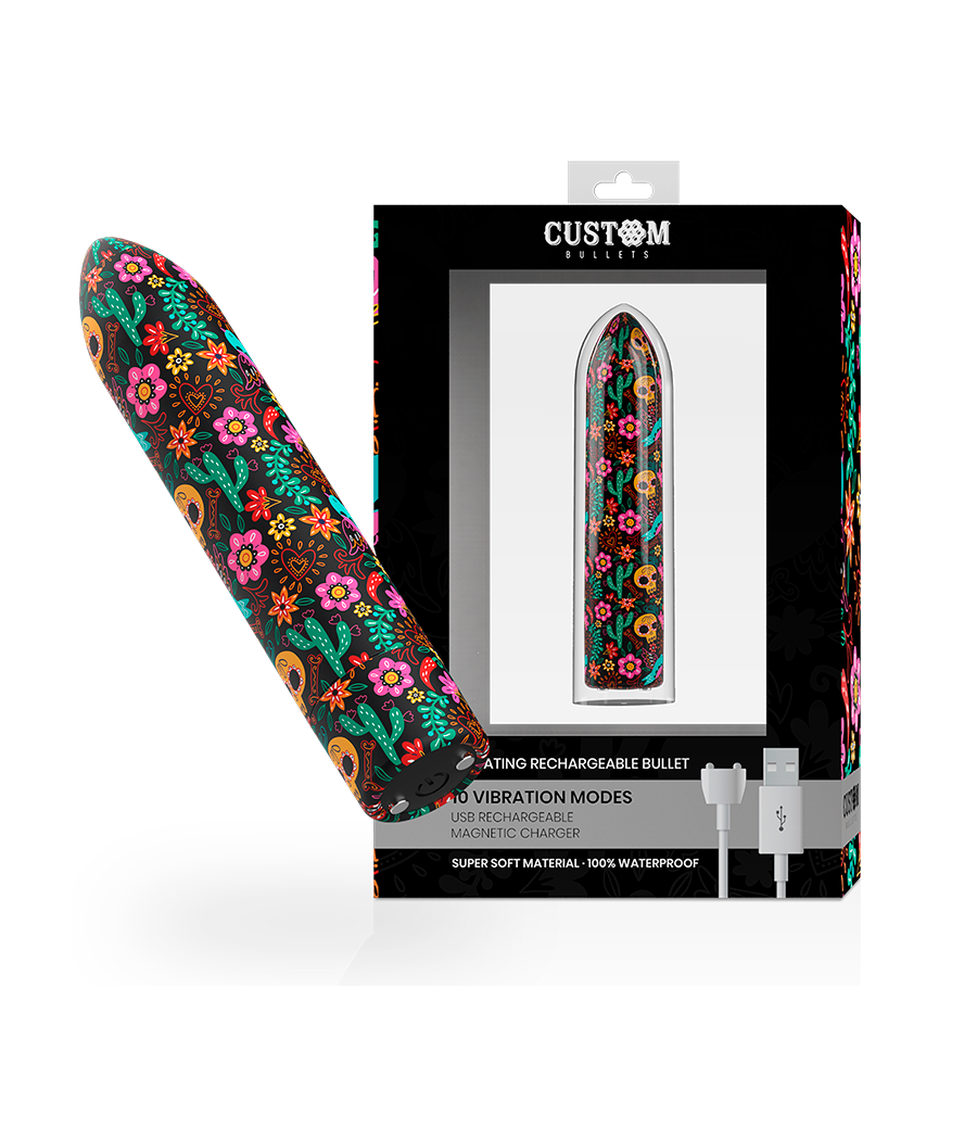 CUSTOM BULLETS - BULLETS PERSONNALISÉS RECHARGEABLE FLORAL 10 INTENSITIES