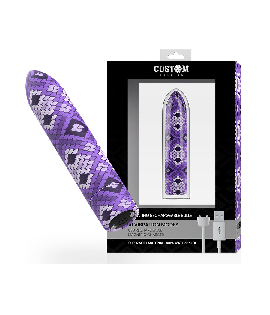 CUSTOM BULLETS - RECHARGEABLE SNAKE PURPLE MAGNETIC BULLET 10V