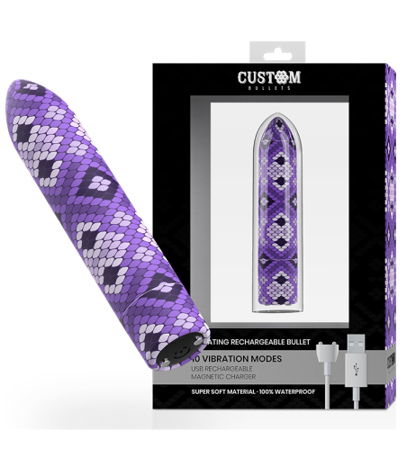 CUSTOM BULLETS - RECHARGEABLE SNAKE PURPLE MAGNETIC BULLET 10V