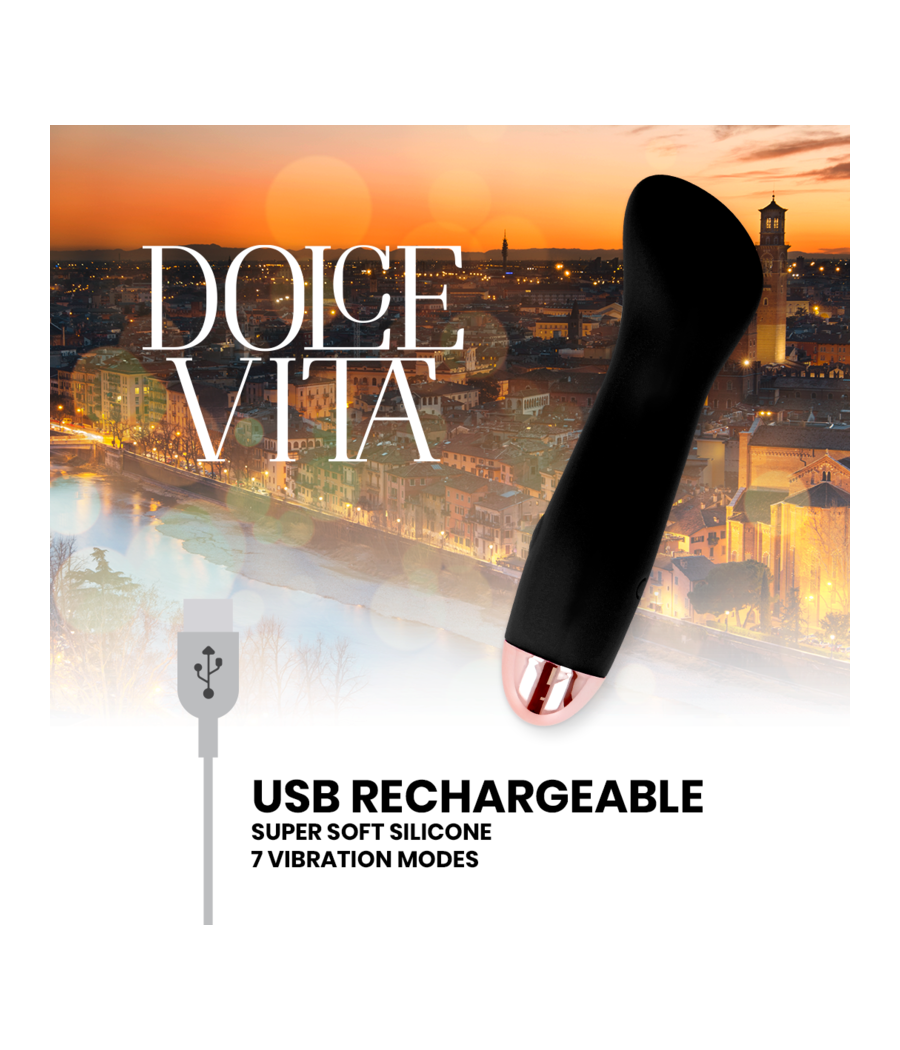 DOLCE VITA - VIBRADOR RECARREGÁVEL ONE BLACK 10 SPEED