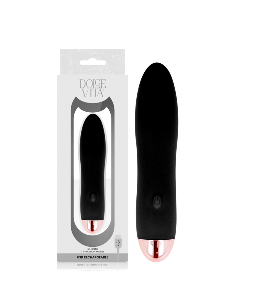 DOLCE VITA - RECHARGEABLE VIBRATOR FOUR BLACK 7 SPEEDS