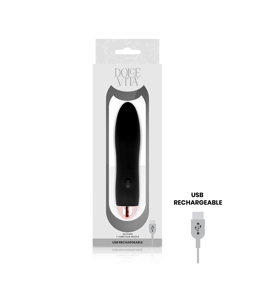 DOLCE VITA - RECHARGEABLE VIBRATOR FOUR BLACK 7 SPEEDS