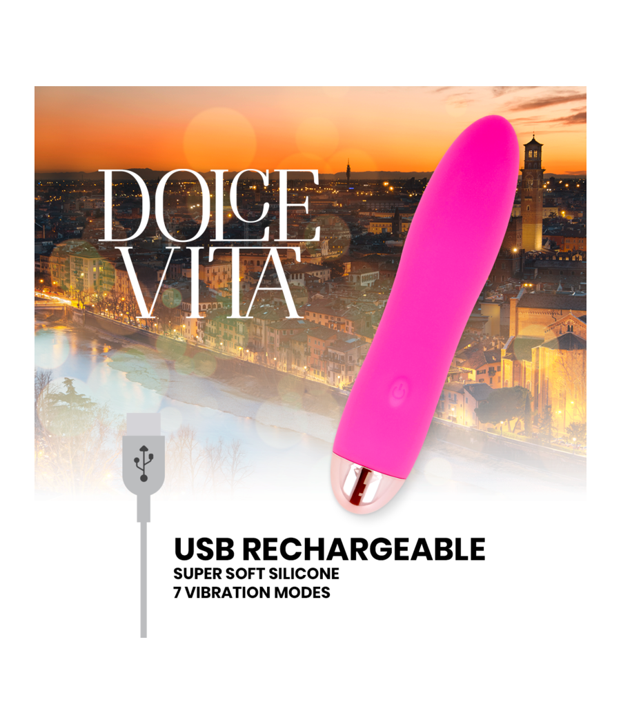DOLCE VITA - VIBRADOR RECARREGÁVEL QUATRO PINK 7 VELOCIDADES