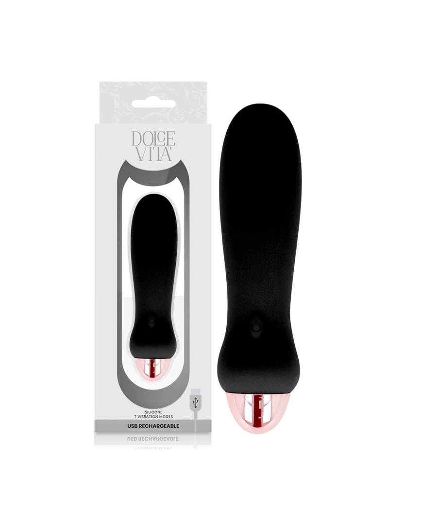 DOLCE VITA - VIBRATORE RICARICABILE CINQUE NERO A 7 VELOCITÀ