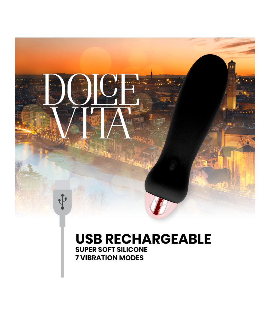 DOLCE VITA - RECHARGEABLE VIBRATOR FIVE BLACK 7 SPEEDS