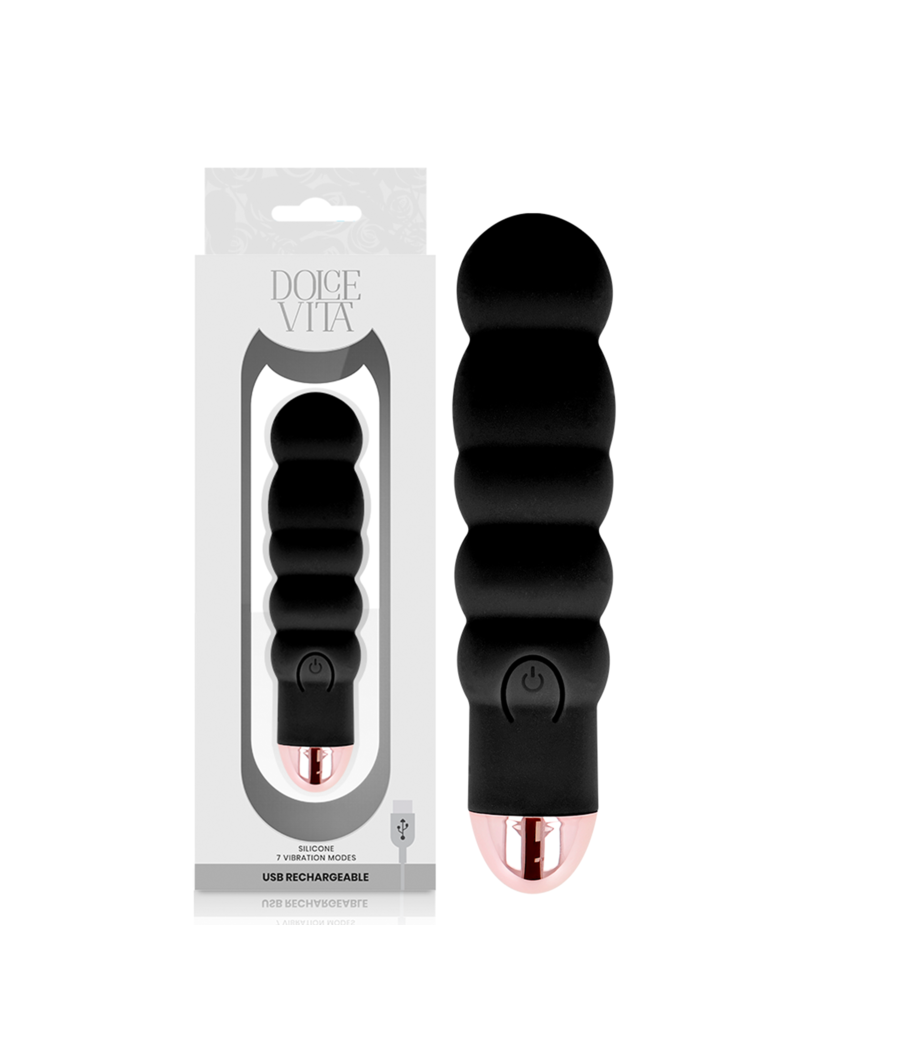DOLCE VITA - VIBRATEUR RECHARGEABLE SIX NOIR 7 VITESSES