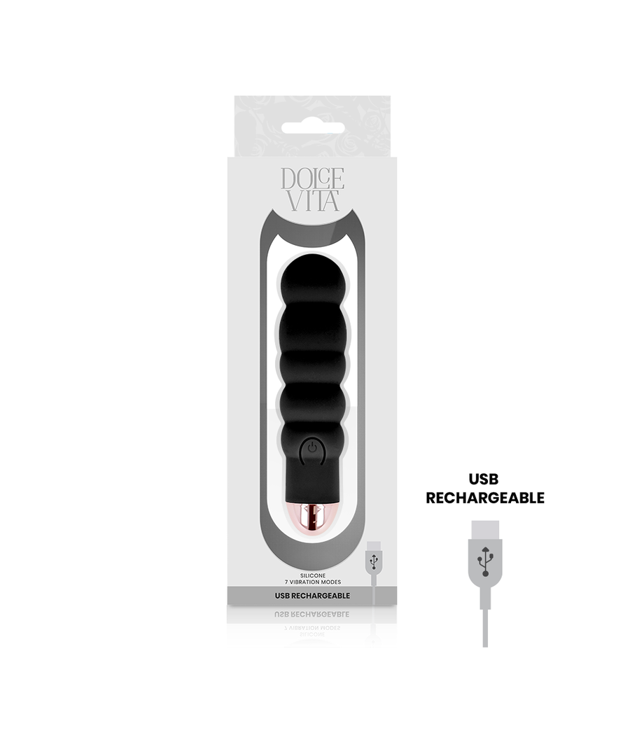 DOLCE VITA - VIBRADOR RECARGABLE SIX NEGRO 7 VELOCIDADES