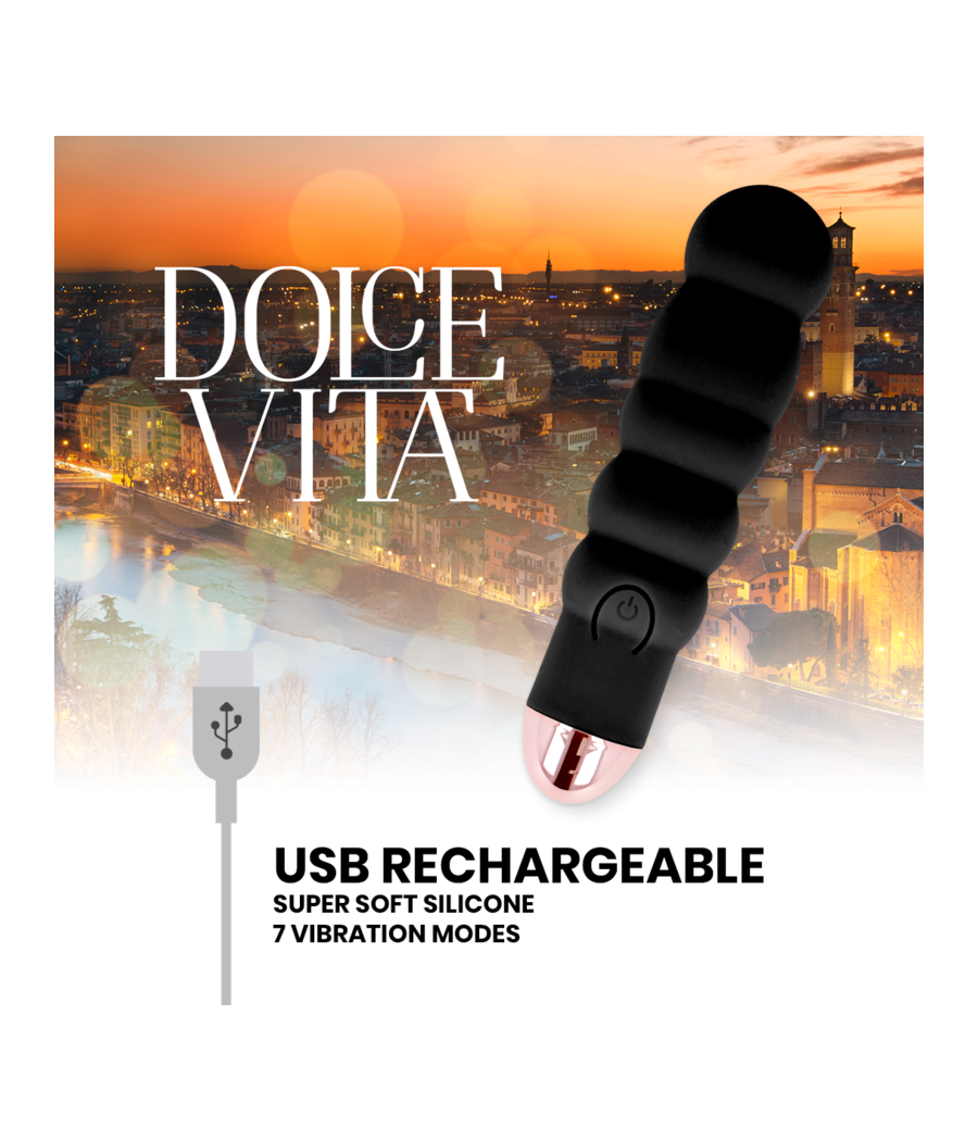 DOLCE VITA - VIBRATEUR RECHARGEABLE SIX NOIR 7 VITESSES