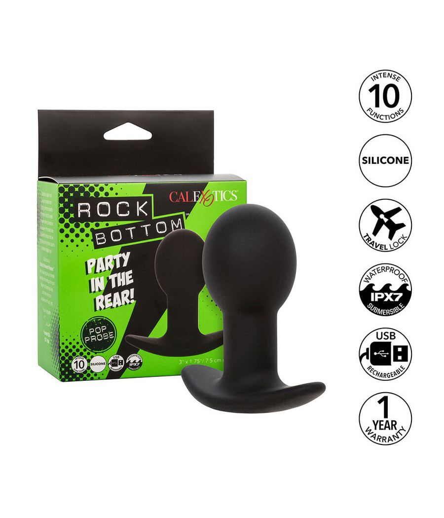 CALEXOTICS - ROCK BOTTOM ANAL PLUG 10 VIBRATIONEN SILIKON SCHWARZ