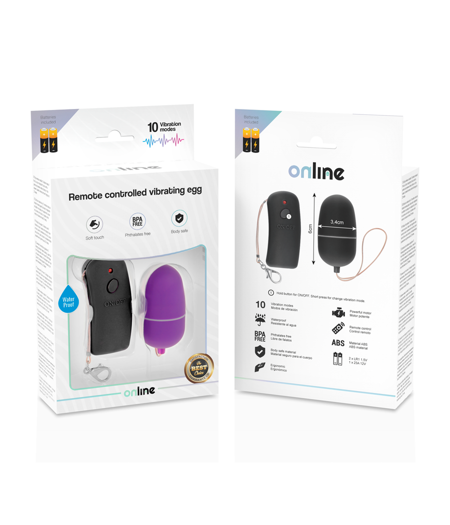 ONLINE - OEUF VIBRANT AVEC TÉLÉCOMMANDE LILAS