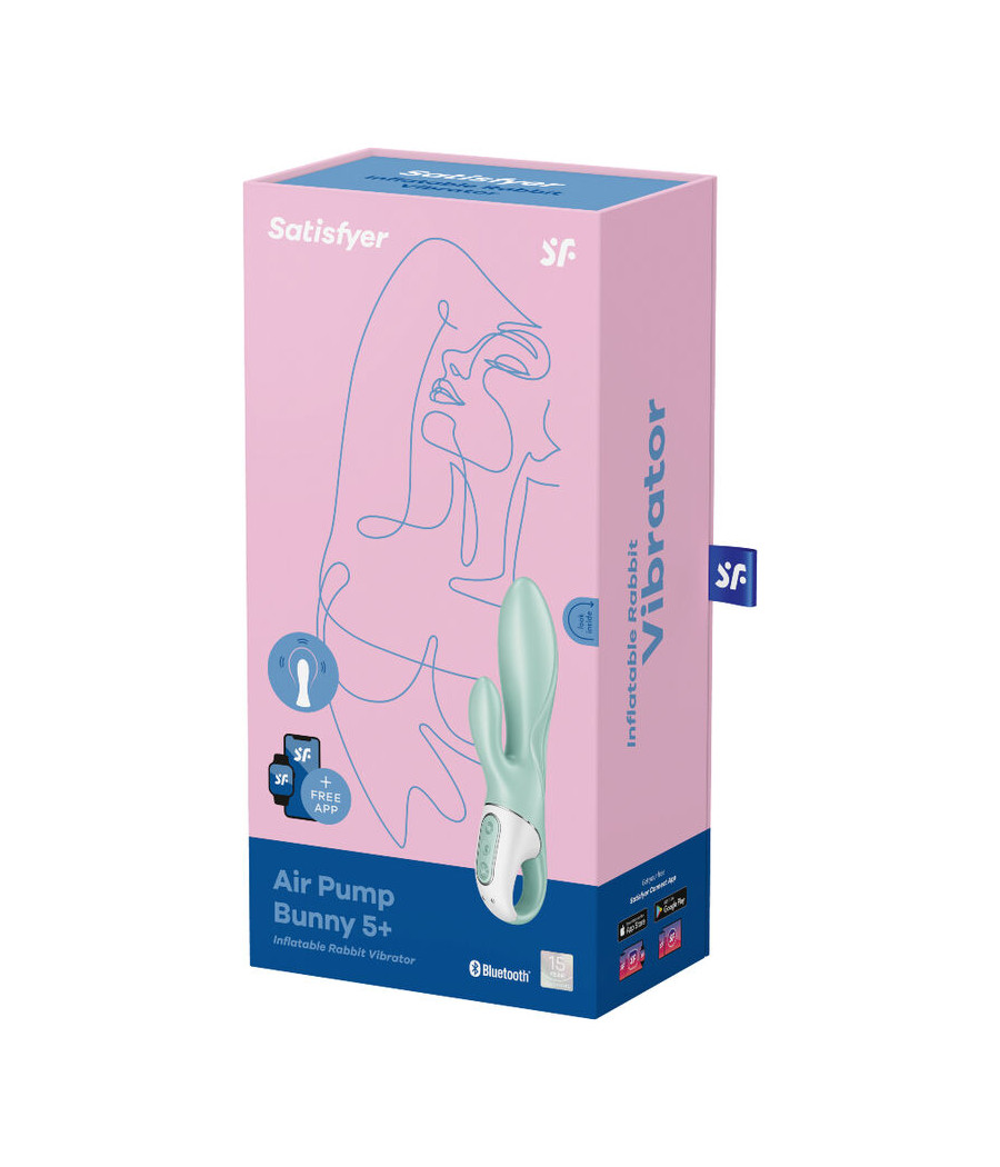 SATISFYER - AIR PUMP BUNNY 5+ APLICATIVO VIBRADOR DE COELHO INFLVEL VERDE