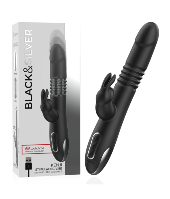 BLACK&SILVER - KENJI RABBIT-VIBRATOR UP & DOWN + WATCHME-FERNBEDIENUNG