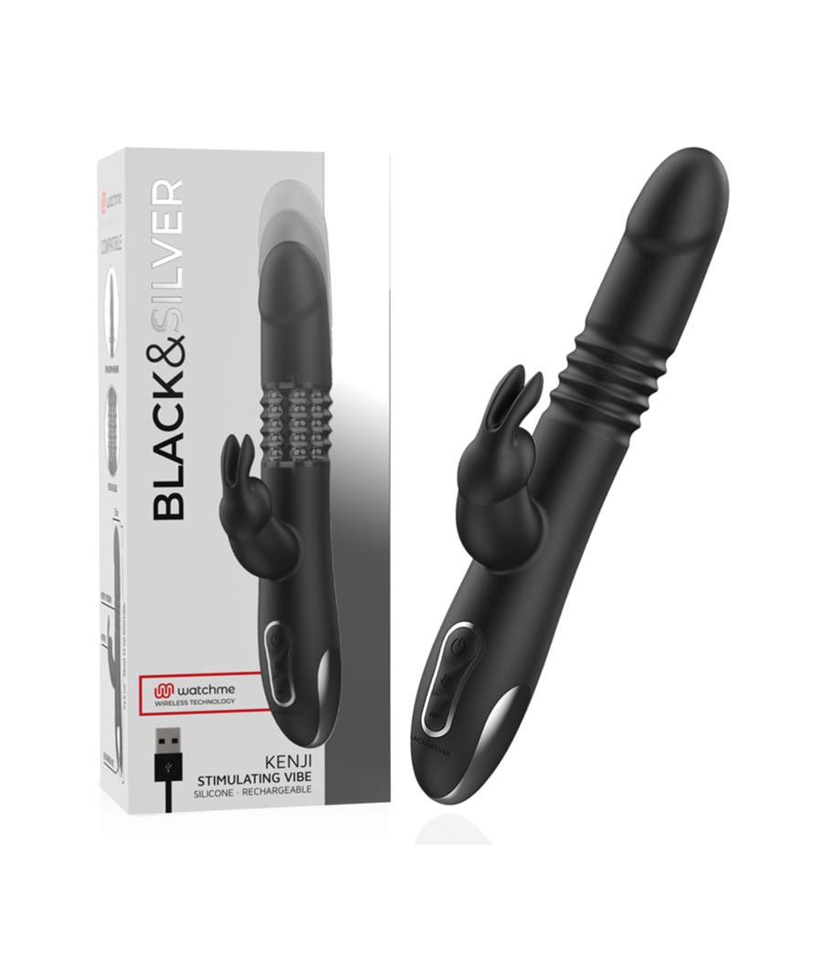 BLACK&SILVER - KENJI UP & DOWN RABBIT VIBRATOR + WATCHME REMOTE CONTROL