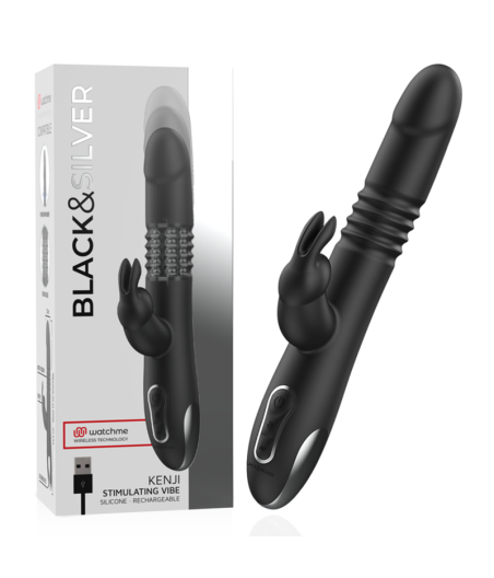 BLACK&SILVER - KENJI VIBROMASSEUR RABBIT UP & DOWN + TÉLÉCOMMANDE WATCHME