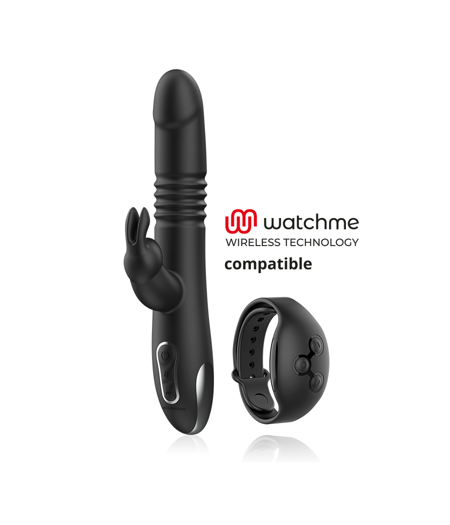 BLACK&SILVER - KENJI UP & DOWN RABBIT VIBRATOR + WATCHME REMOTE CONTROL
