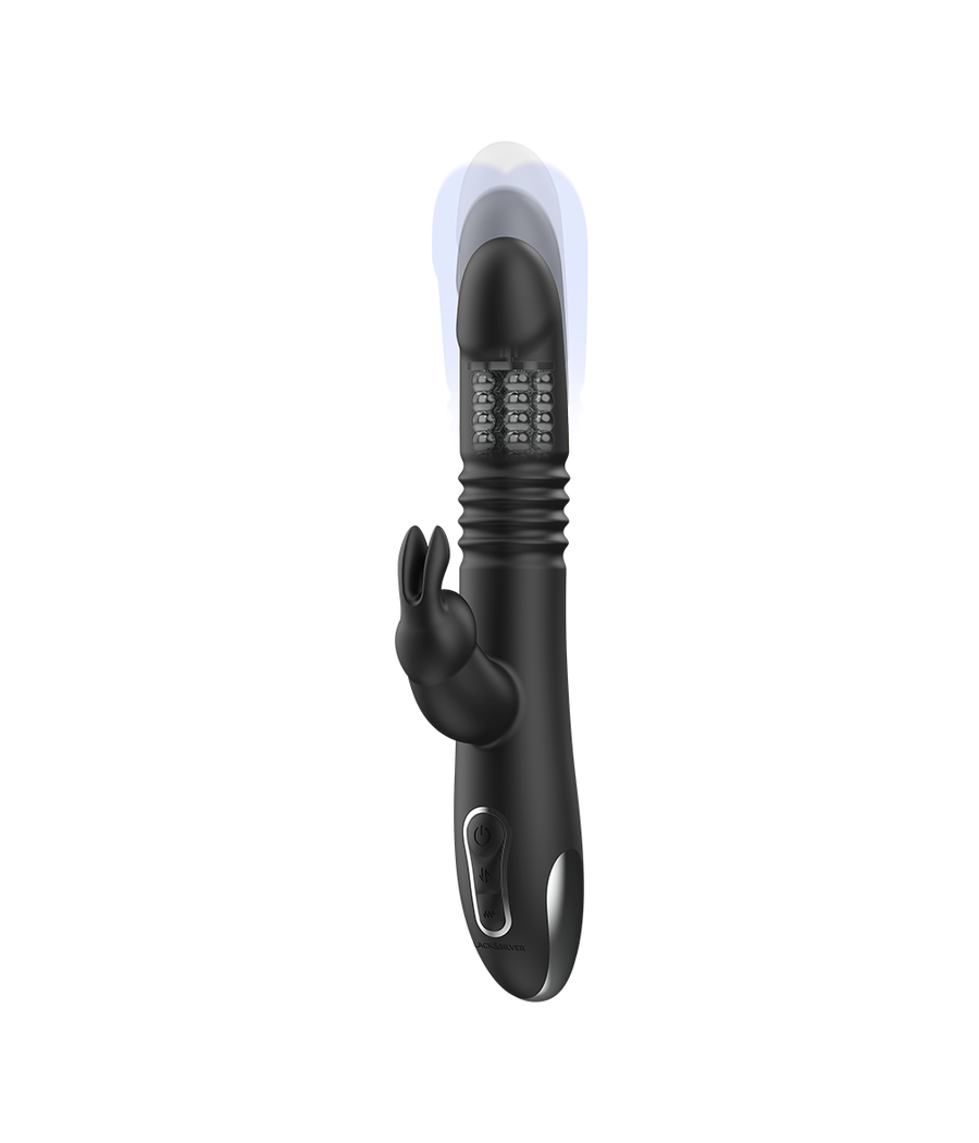 BLACK&SILVER - KENJI RABBIT-VIBRATOR UP & DOWN + WATCHME-FERNBEDIENUNG