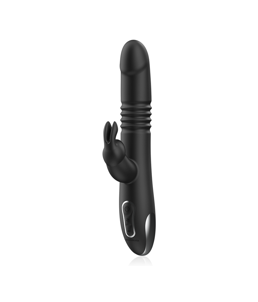 BLACK&SILVER - KENJI RABBIT-VIBRATOR UP & DOWN + WATCHME-FERNBEDIENUNG