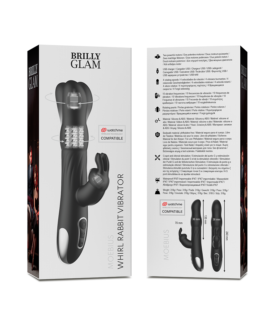BRILLY GLAM - MOEBIUS VIBRADOR RABBIT E ROTADOR + CONTROLO REMOTO WATCHME
