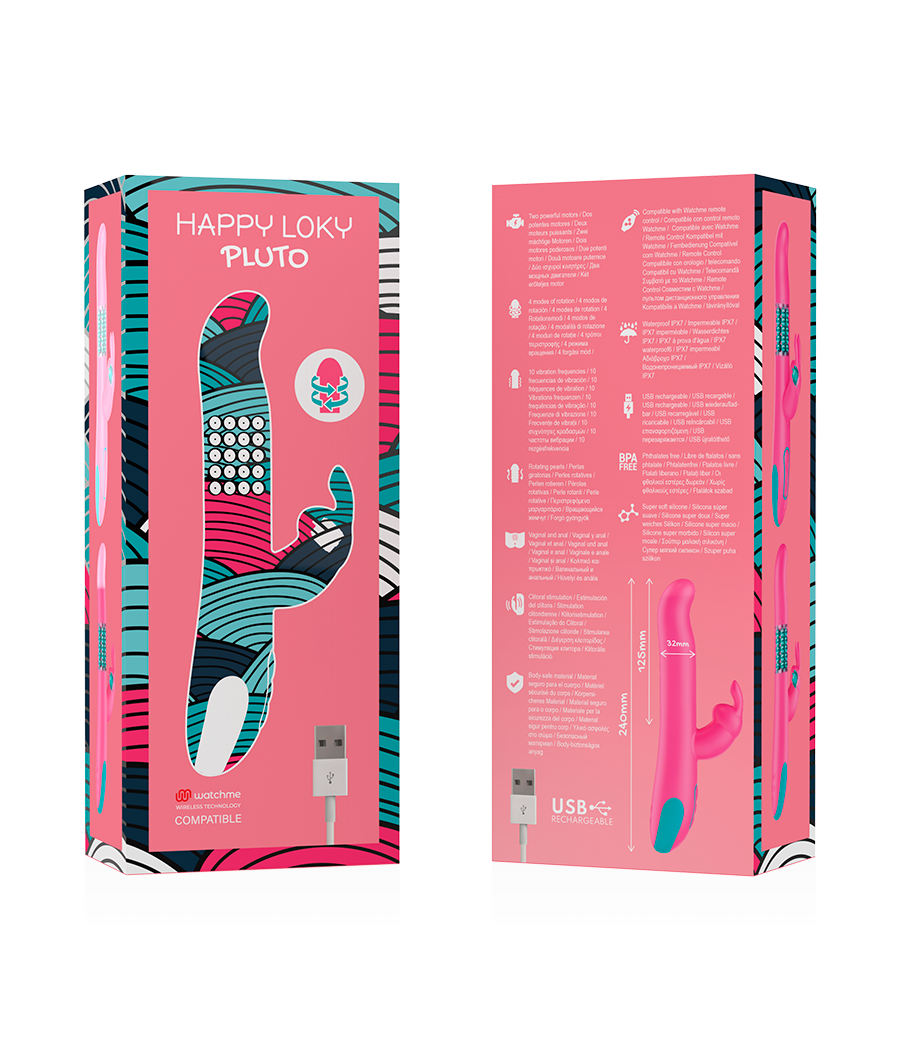 HAPPY LOKY - PLUTO RABBIT VIBRATOR & ROTATOR + WATCHME REMOTE CONTROL