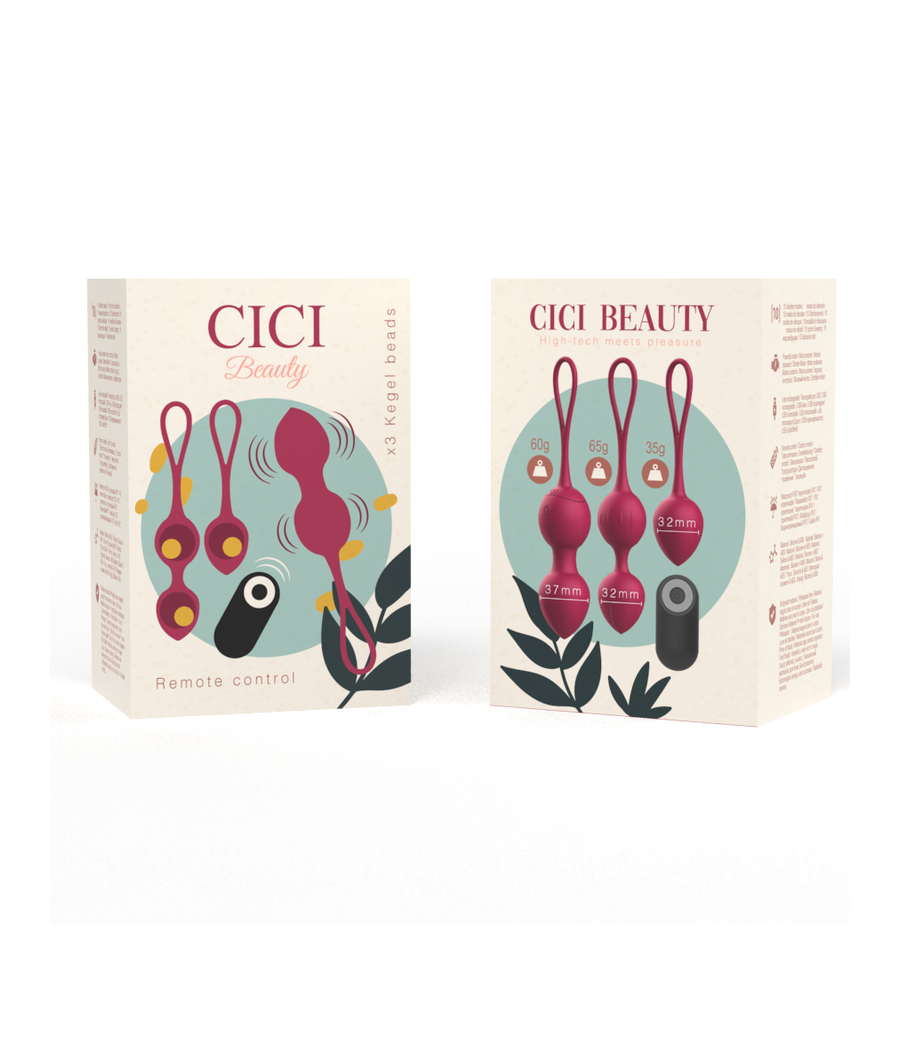 CICI BEAUTY - PREMIUM SILICONE 3 PERLES DE KEGEL VIBRANTES TÉLÉCOMMANDE