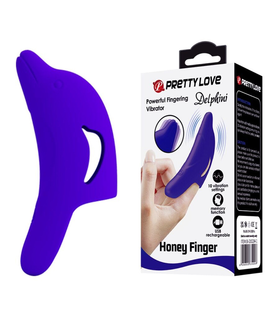 PRETTY LOVE - DELPHINI PODEROSO ESTIMULADOR DE DEDO AZUL ESCURO