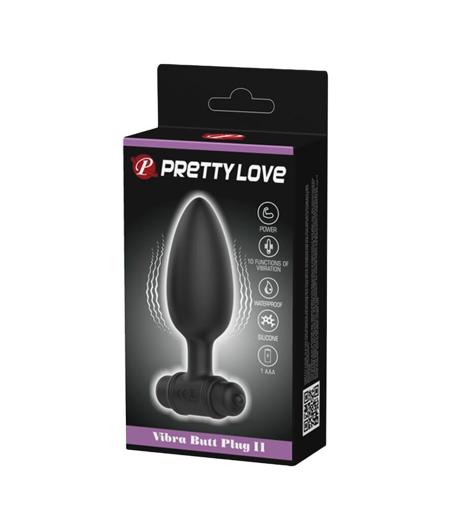 PRETTY LOVE - VIBRA BUTT PLUG 2 PLUG ANALE 10 VIBRAZIONI NERO