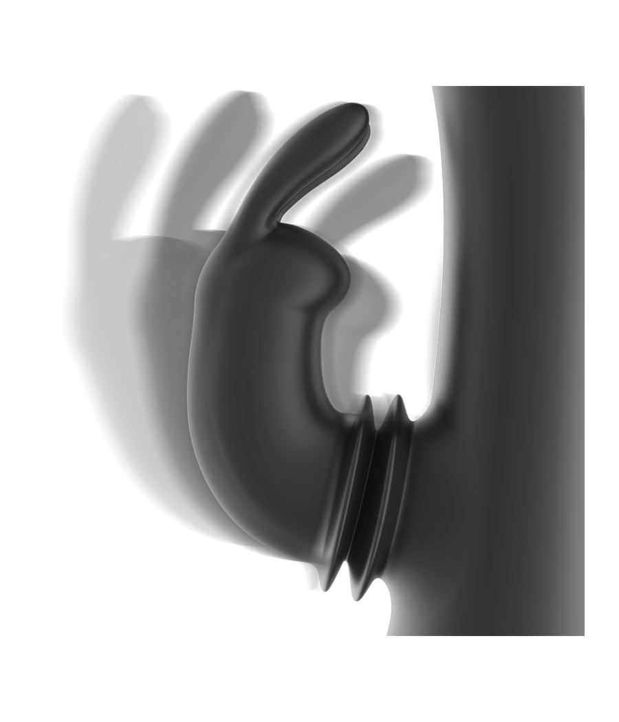 BLACK&SILVER - DJ. STIMULATEUR DE LAPIN RECHARGEABLE EN SILICONE ADAM NOIR