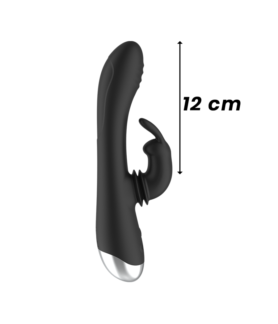 BLACK&SILVER - DJ. STIMULATEUR DE LAPIN RECHARGEABLE EN SILICONE ADAM NOIR