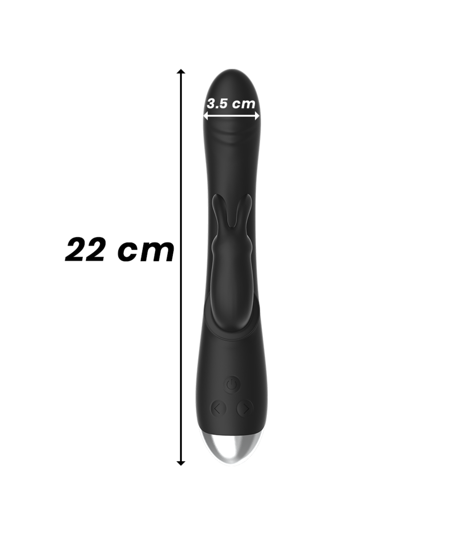 BLACK&SILVER - DJ. STIMULATEUR DE LAPIN RECHARGEABLE EN SILICONE ADAM NOIR