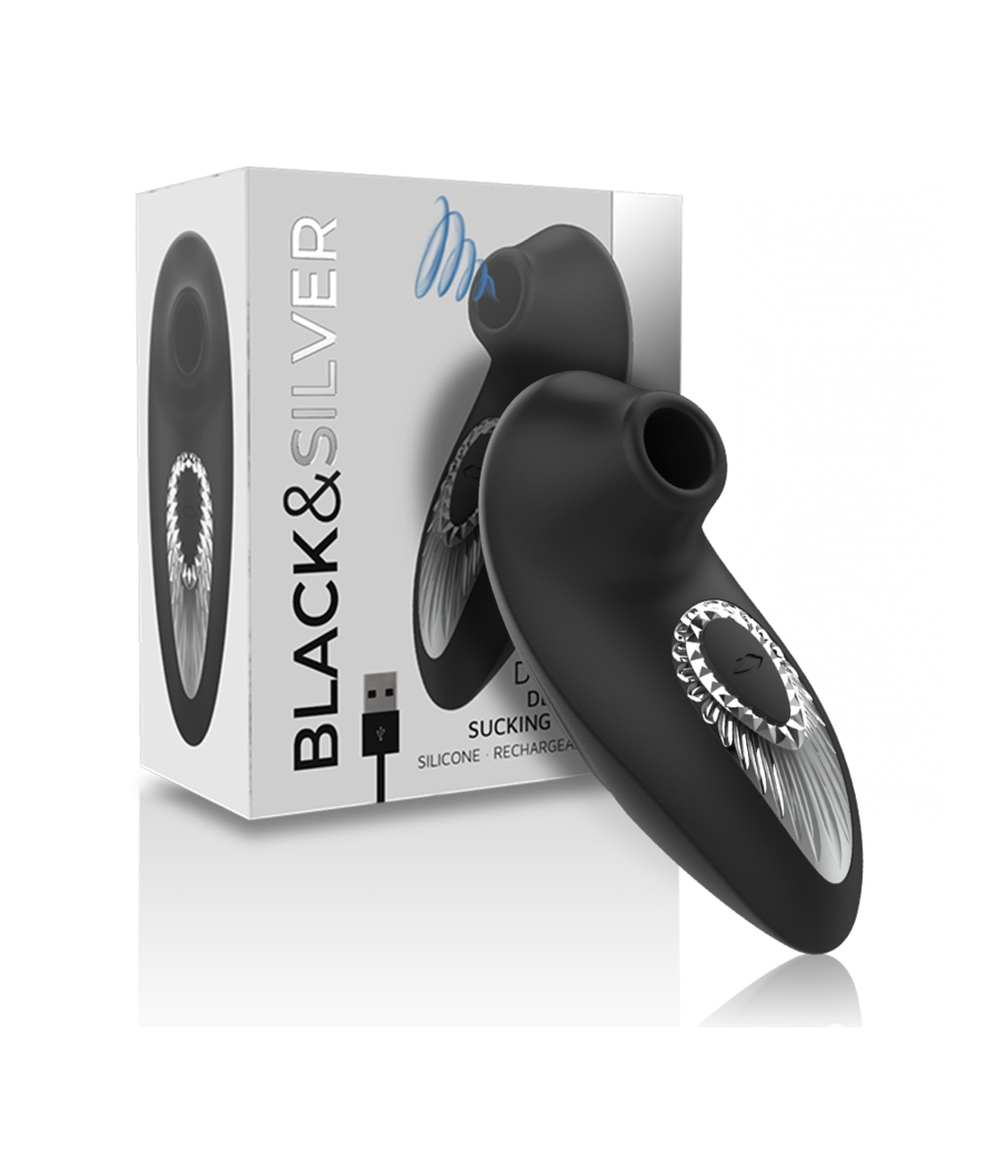 BLACK&SILVER - DRAKE DELUXE SUCKING VIBE RECHARGEABLE SILICONE BLACK