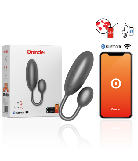 ONINDER - OVO VIBRATÓRIO DENVER PRETO 7 X 2,7 CM APLICATIVO GRATUITO