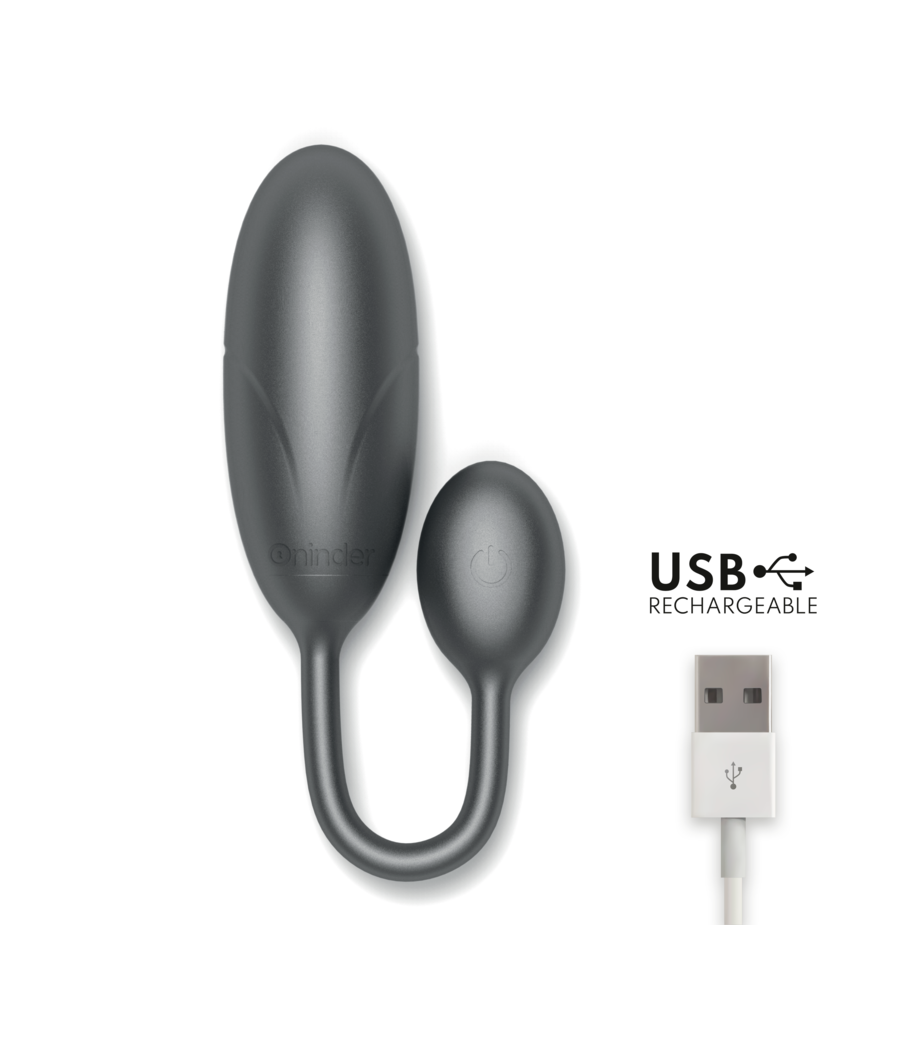 ONINDER - OVO VIBRATÓRIO DENVER PRETO 7 X 2,7 CM APLICATIVO GRATUITO