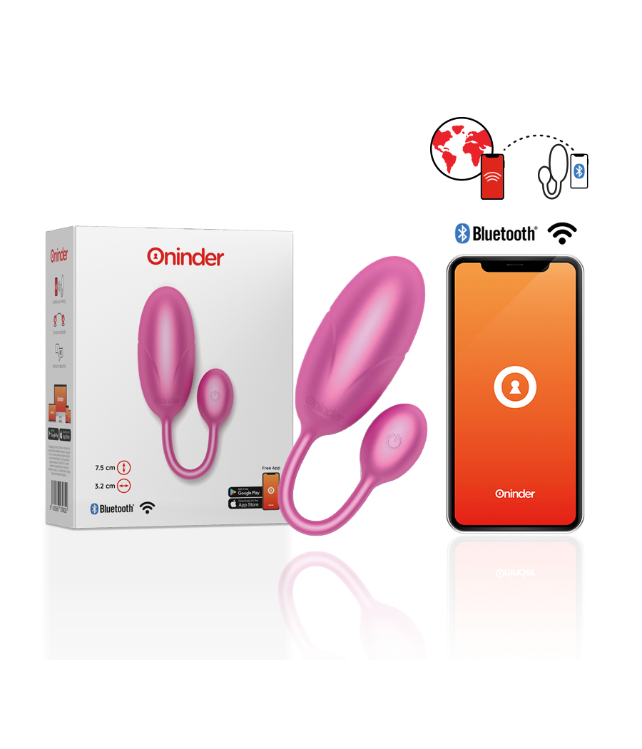 ONINDER - TOKYO HUEVO VIBRADOR ROSA 7.5 X 3.2 CM - APP GRATUITA