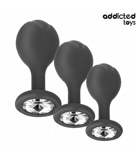ADDICTED TOYS - SET DI 3 TAPPI ANALI CON GIOIELLO