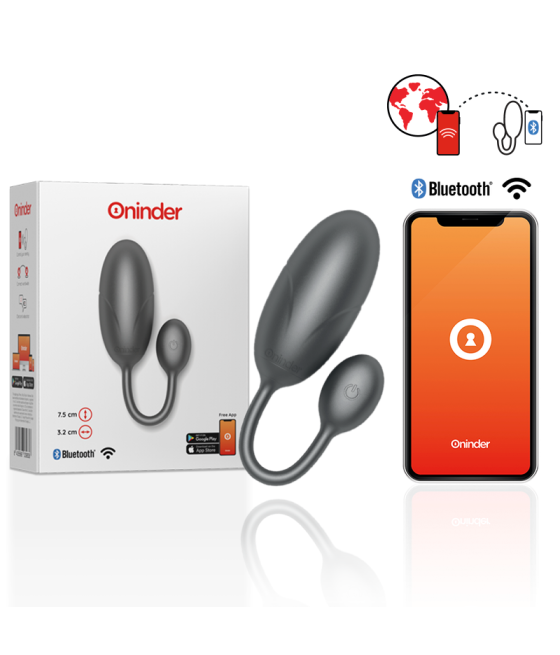 ONINDER - TOKYO HUEVO VIBRADOR NEGRO 7.5 X 3.2 CM - APP GRATUITA