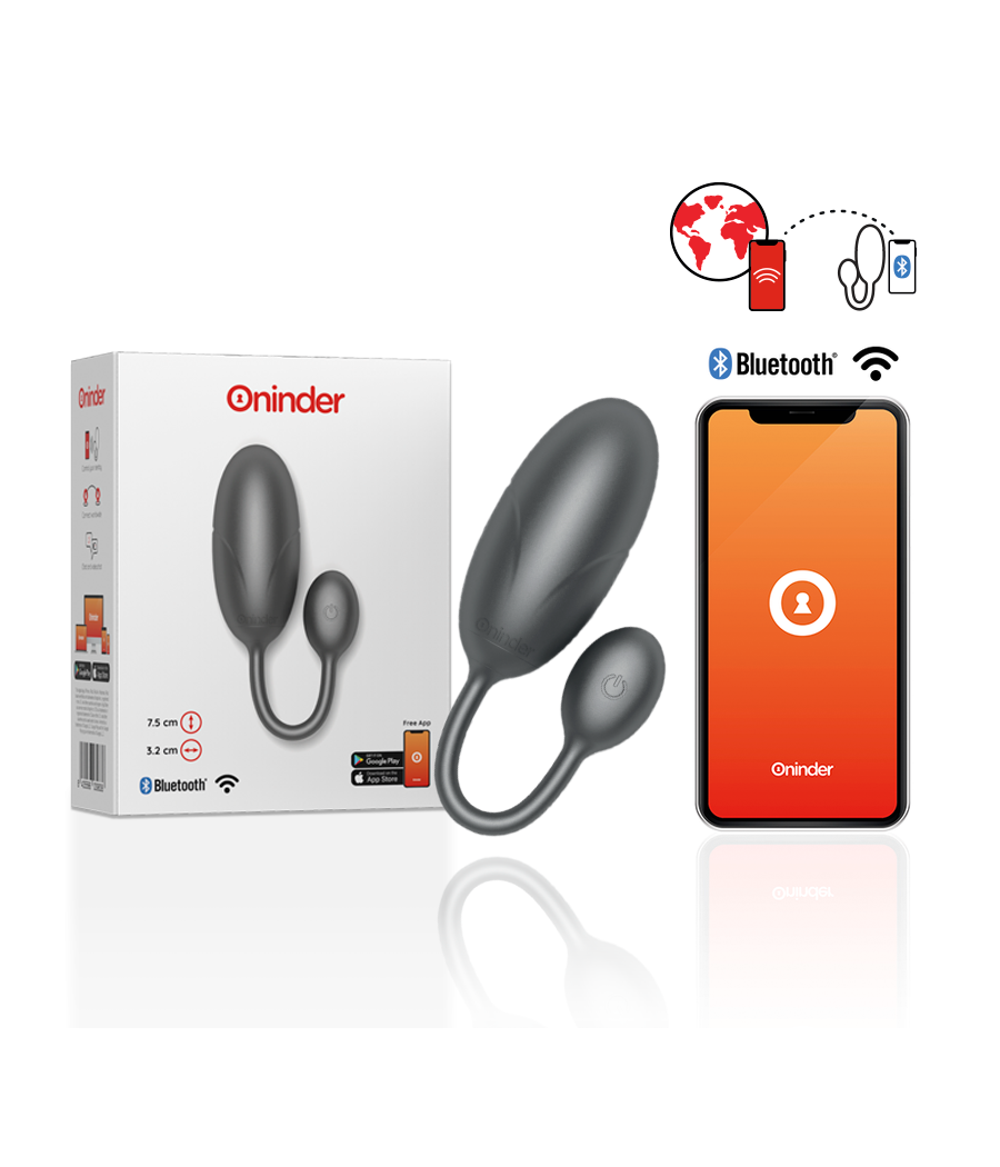 ONINDER - TOKYO HUEVO VIBRADOR NEGRO 7.5 X 3.2 CM - APP GRATUITA