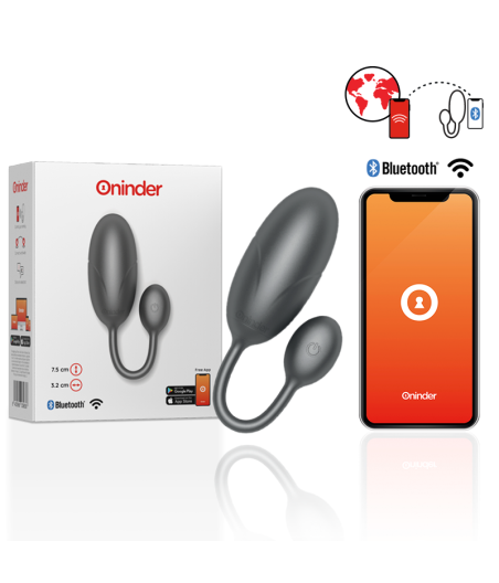 ONINDER - TOKYO HUEVO VIBRADOR NEGRO 7.5 X 3.2 CM - APP GRATUITA
