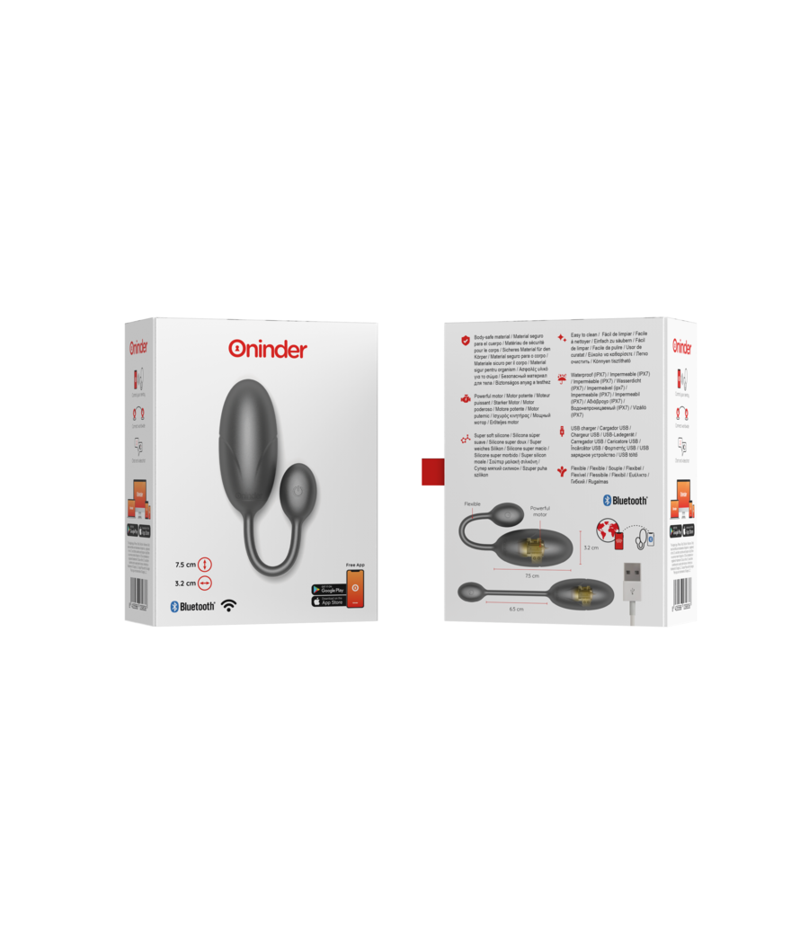 ONINDER - UOVO VIBRANTE TOKYO NERO 7,5 X 3,2 CM APP GRATUITA