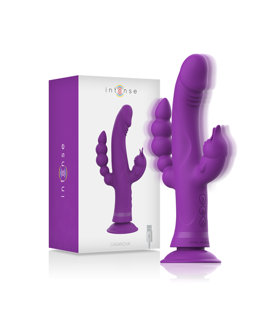 INTENSE - CASANOVA VIBRADOR RABBIT SILICONA TRIPLE MOTOR MORADO