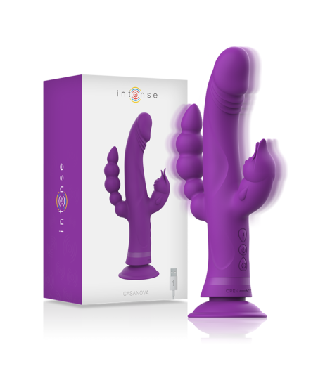 INTENSE - VIBRATEUR EN SILICONE CASANOVA RABBIT TRIPLE MOTEUR VIOLET