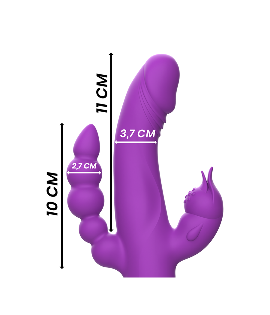 INTENSE - VIBRATORE IN SILICONE CASANOVA RABBIT TRIPLO MOTORE VIOLA
