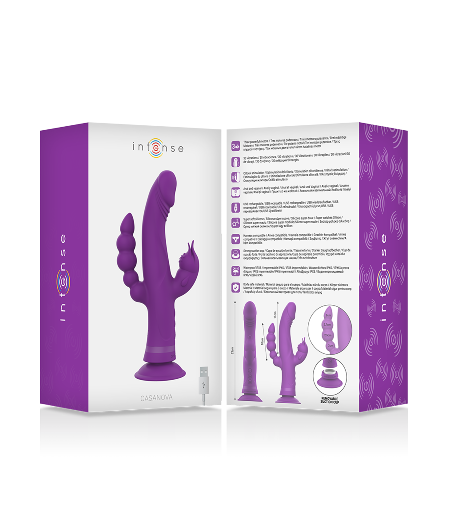 INTENSE - CASANOVA RABBIT SILICONE VIBRATOR TRIPLE MOTOR PURPLE